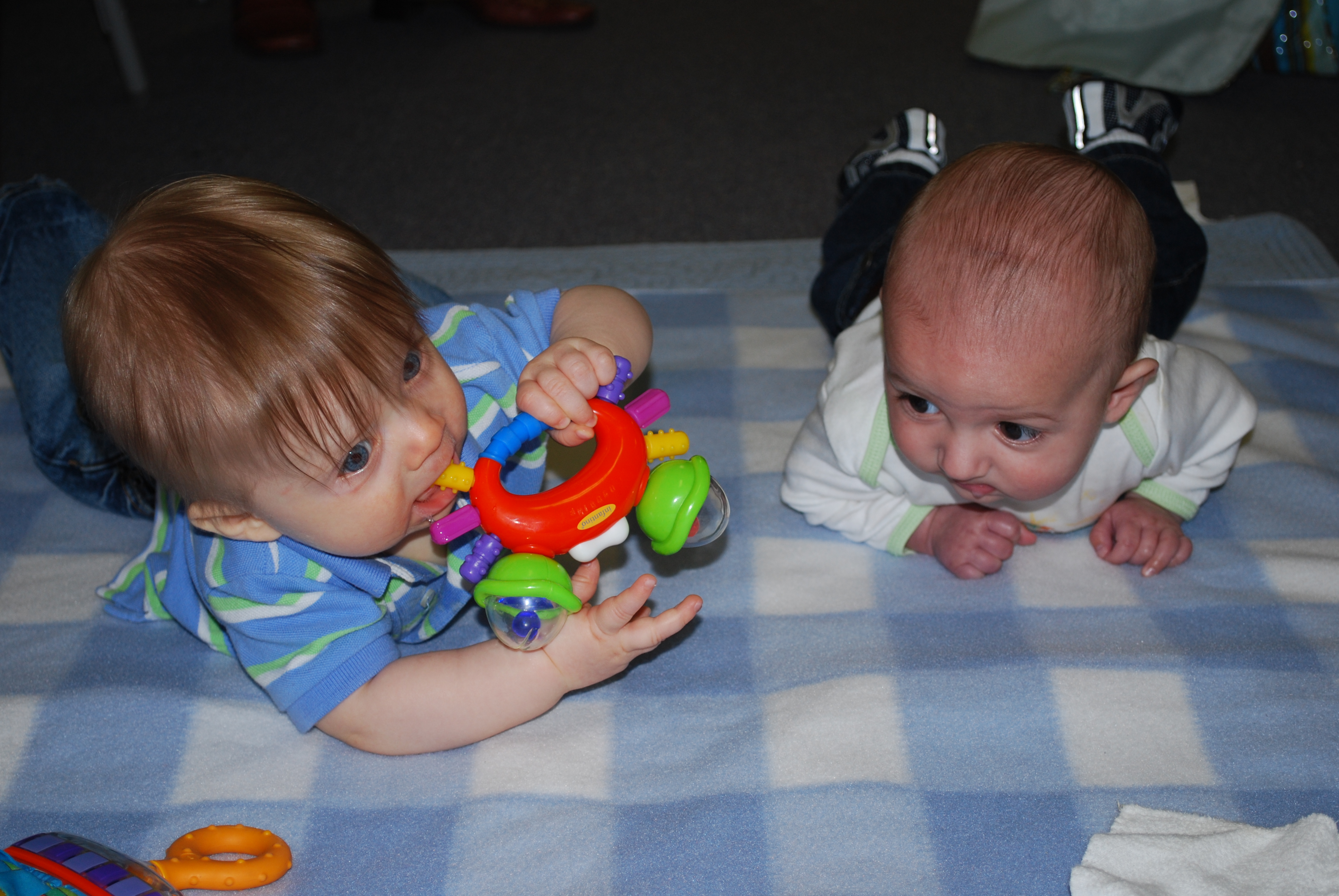 Carter and Owen playing after the Devo