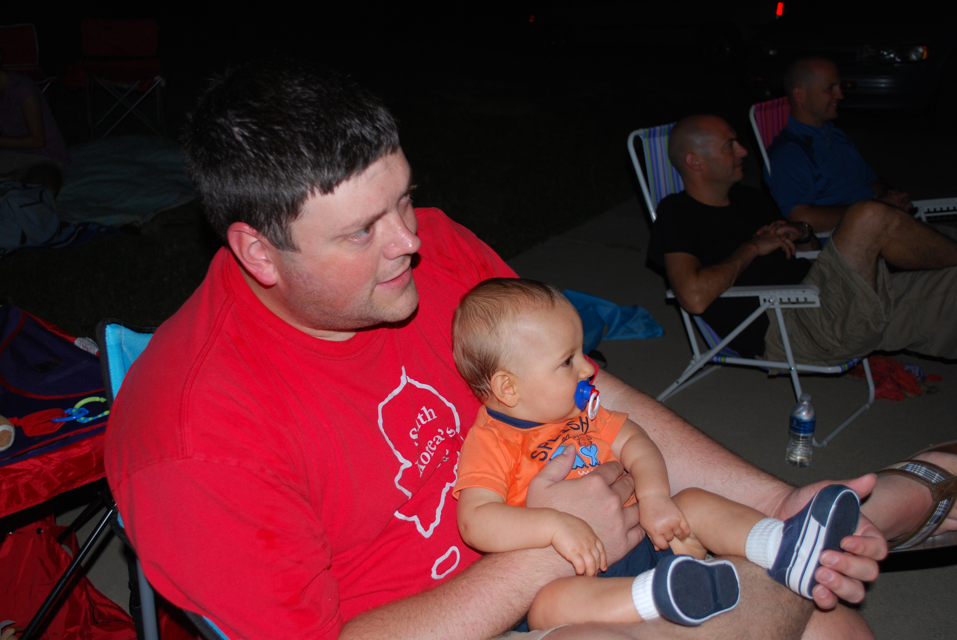 Daddy held Owen once the fireworks started.